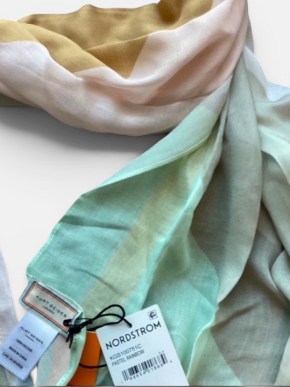 Kurt Geiger Pastel Plaid Oblong Scarf - Picture 3 of 5